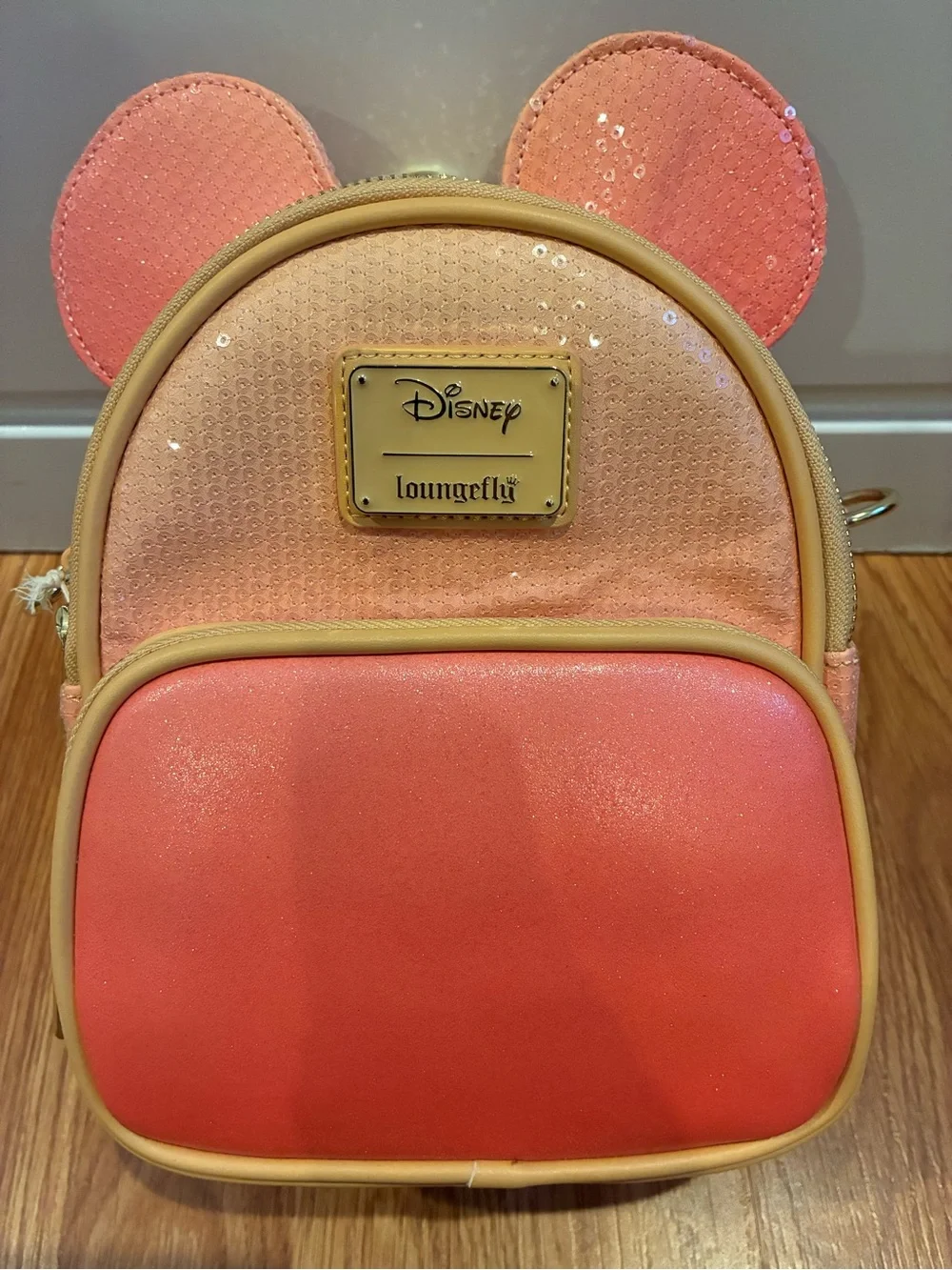 New Mickey Mouse Glitter Sequin Convertible Mini Backpack & Crossbody Bag